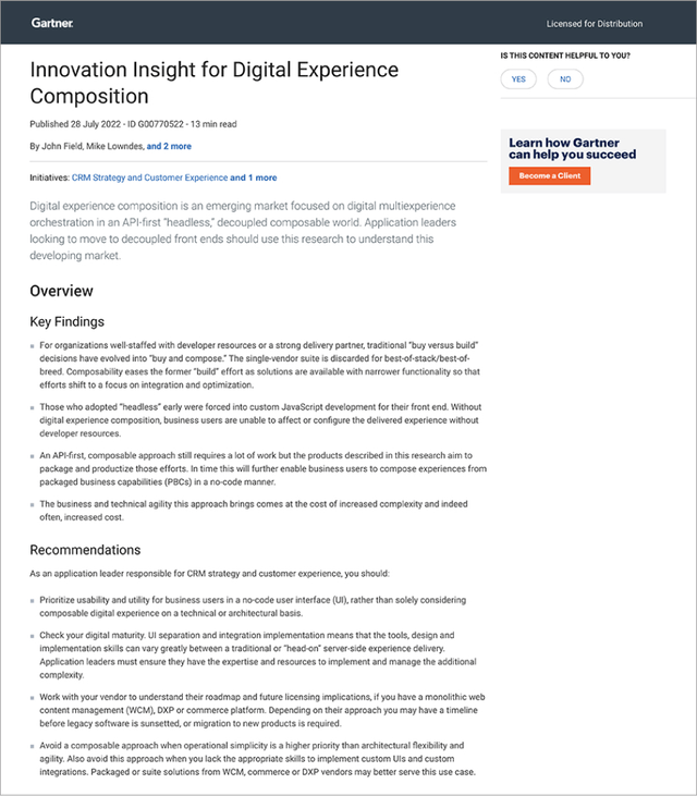 Insights from Gartner® on digital experience composition