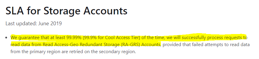 Azure Storage SLA